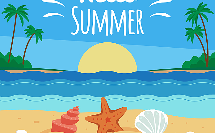 [AI模板] 夏日海滩模板 免费矢量插画（合集） 
